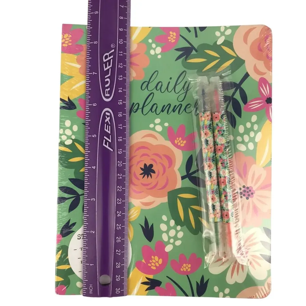 NWT Steel Mill & Co. Floral Daily Planner 2 Dual Tip Highlighters Sealed 8x7''